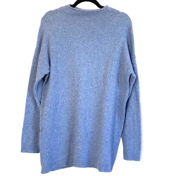 J Jill Wearever Blue Heather Front Pocket Roll Neck Oversized Tunic Sweater Sz S - Picture 9 of 10